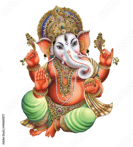 High Resolution Indian Gods Ganesha Digital Painting