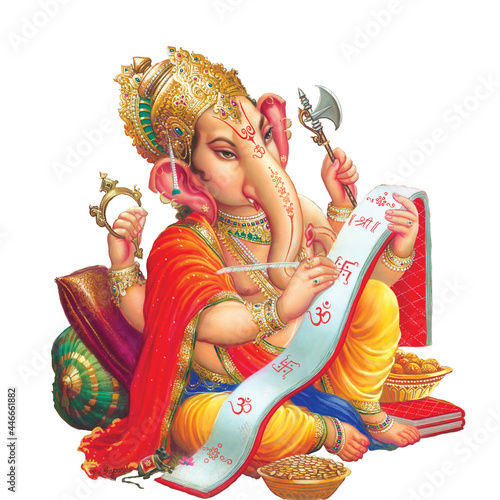 Schilderij op canvas High Resolution Indian Gods Ganesha Digital Painting