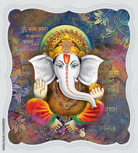 Photo High Resolution Indian Gods Ganesha Digital Painting