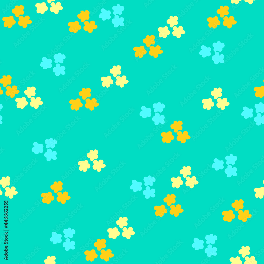 Seamless pattern with hand drawn vector flowers,illustration for wrapping paper,wallpaper,textile and fabric design,abstract botanical motif for decoration on turquoise background,autumn floral print