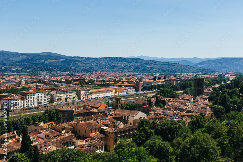 Amazing view of Florence city from the hill, Italy.