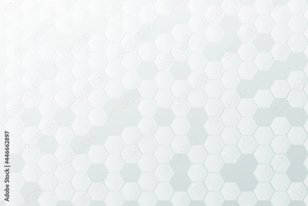 White Background of medical concept. Abstract white banner of medical technology and white and grey hexagon concept. Presentation template and banner for design and creative idea.