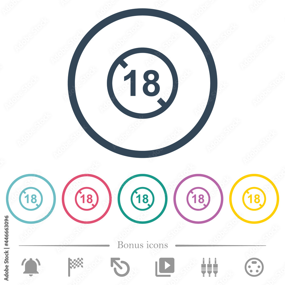 Not allowed under 18 flat color icons in round outlines Not allowed under 18 flat color icons in round outlines