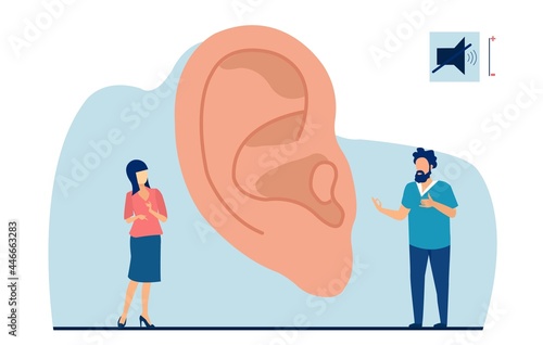 Vector of a deaf man and a woman communicating with hand gestures