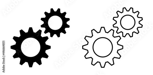 Gears symbol flat and outline icon