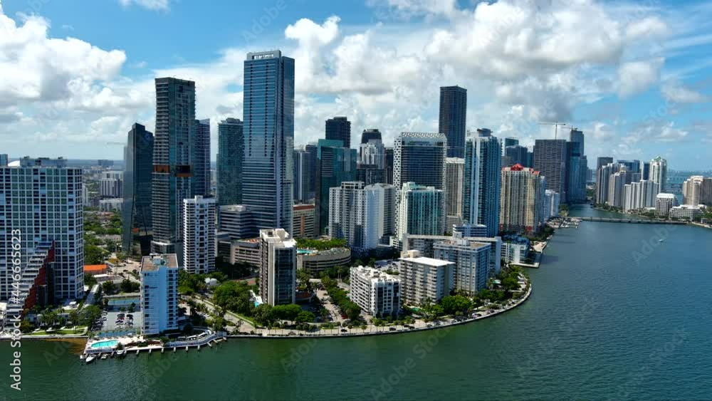 Aerial of South Point view of Brickell Downtown Miami zoom in Aerial of South Point view of Brickell Downtown Miami zoom in
