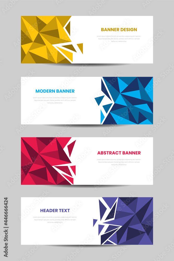 set of horizontal banner with abstract polygonal background