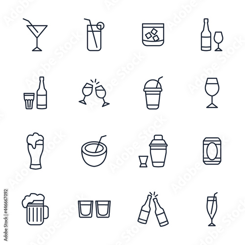 set of Alcohol and cocktails elements symbol template for graphic and web design collection logo vector illustration