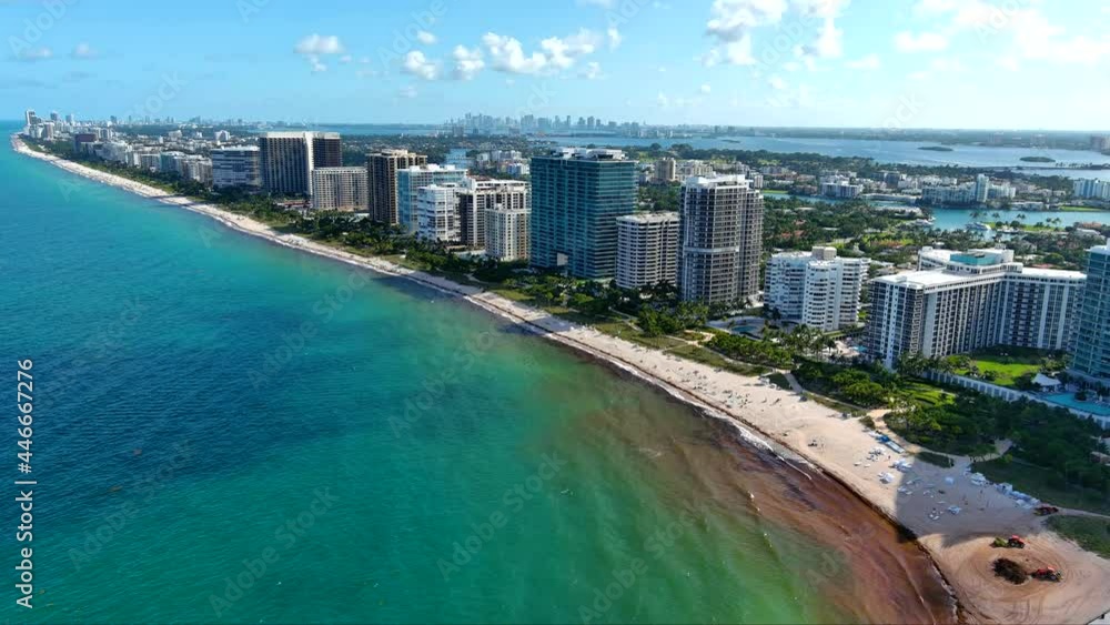 Aerial Fly in Bal Harbor coastline view and beach Aerial Fly in Bal Harbor coastline view and beach