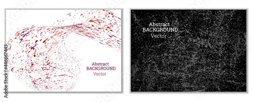 Multicolored paint splashes, smears, dust particles and debris are carried by the wind. A set of two templates. Design template for the design of banners, posters, booklets, covers, magazines. EPS 10