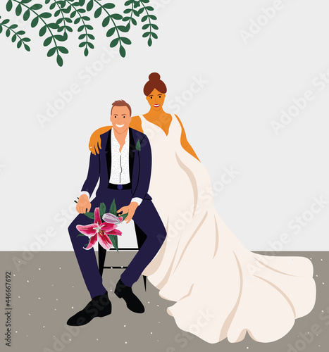 Wallpaper Mural The bride and groom at the wedding photo shoot are happy and love each other. Torontodigital.ca