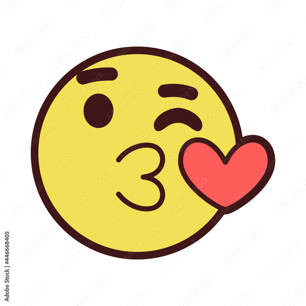 Isolated face emoji kiss with heart Vector Isolated face emoji kiss with heart Vector