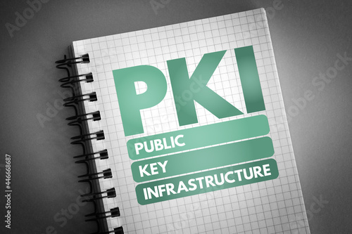 PKI - Public Key Infrastructure acronym on notepad, technology concept background photo