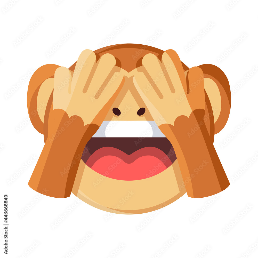 Emoji of a little monkey covered eyes Vector illustration Stock Vector