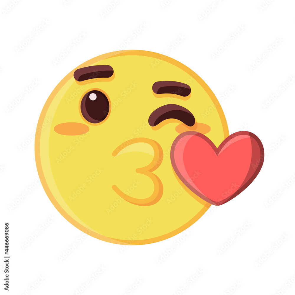 Isolated face emoji kiss with heart Vector Isolated face emoji kiss with heart Vector