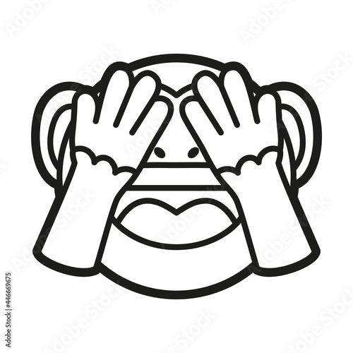 Emoji of a little monkey covered eyes Vector illustration