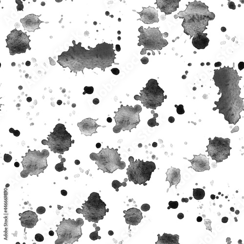 Ink blots watercolor seamless pattern. Template for decorating designs and illustrations. 