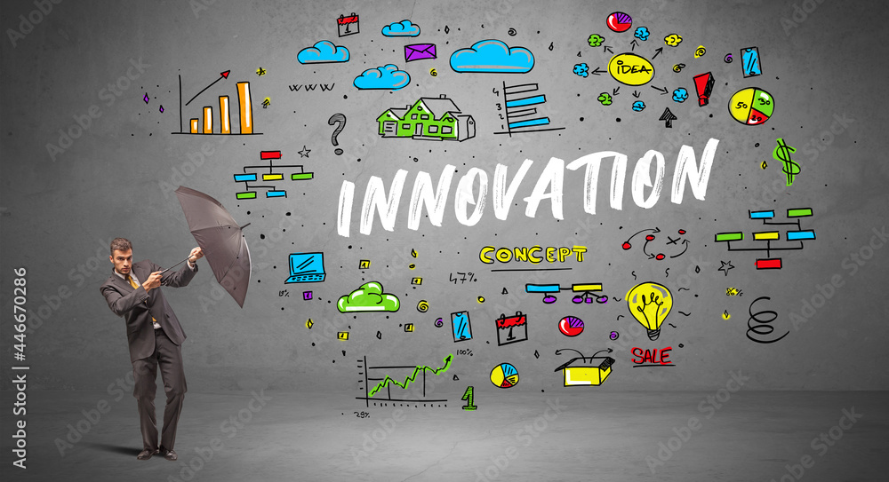 businessman hiding behind umbrella concept businessman hiding behind umbrella concept
