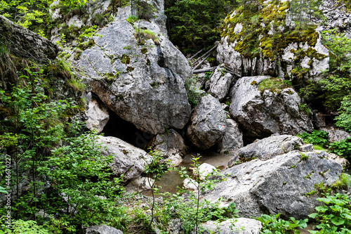 Zanoagei gorges in Carpathians mountains. Romania, Europe. photo