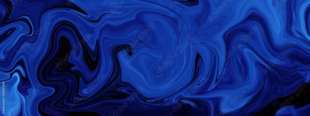 Colorful liquid background. Abstract ink texture. Blue shades	
