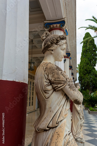 Statue of a Greek mythical muse in the Achilleion palace in Corfu, Greece photo