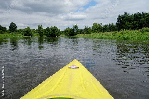 binaRecreational canoeing trip. The Piła River in Poland. 