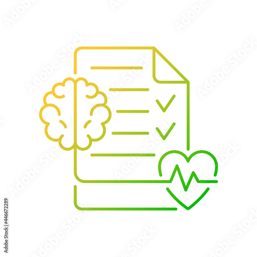 Mental health awareness gradient linear vector icon. Defeating illness stigma. Emotional, social wellbeing. Thin line color symbols. Modern style pictogram. Vector isolated outline drawing