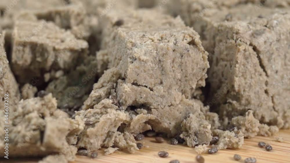 Sunflower halva close-up macro selective focus. Pieces of halva. Oriental sweets Sunflower halva close-up macro selective focus. Pieces of halva. Oriental sweets
