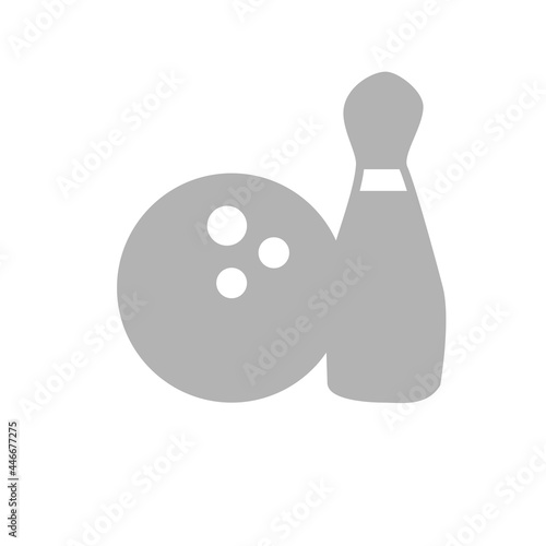 Bowling ball and skittles icon on a white background, vector illustration
