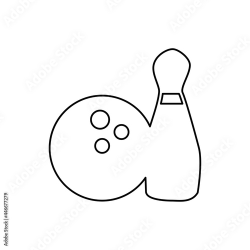 Bowling ball and skittles icon on a white background, vector illustration
