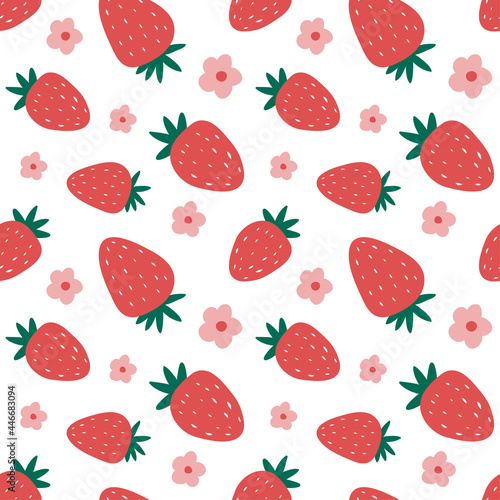 Cute strawberry seamless pattern. Summer print for textile, fabric, kids apparel, wrapping paper, digital print