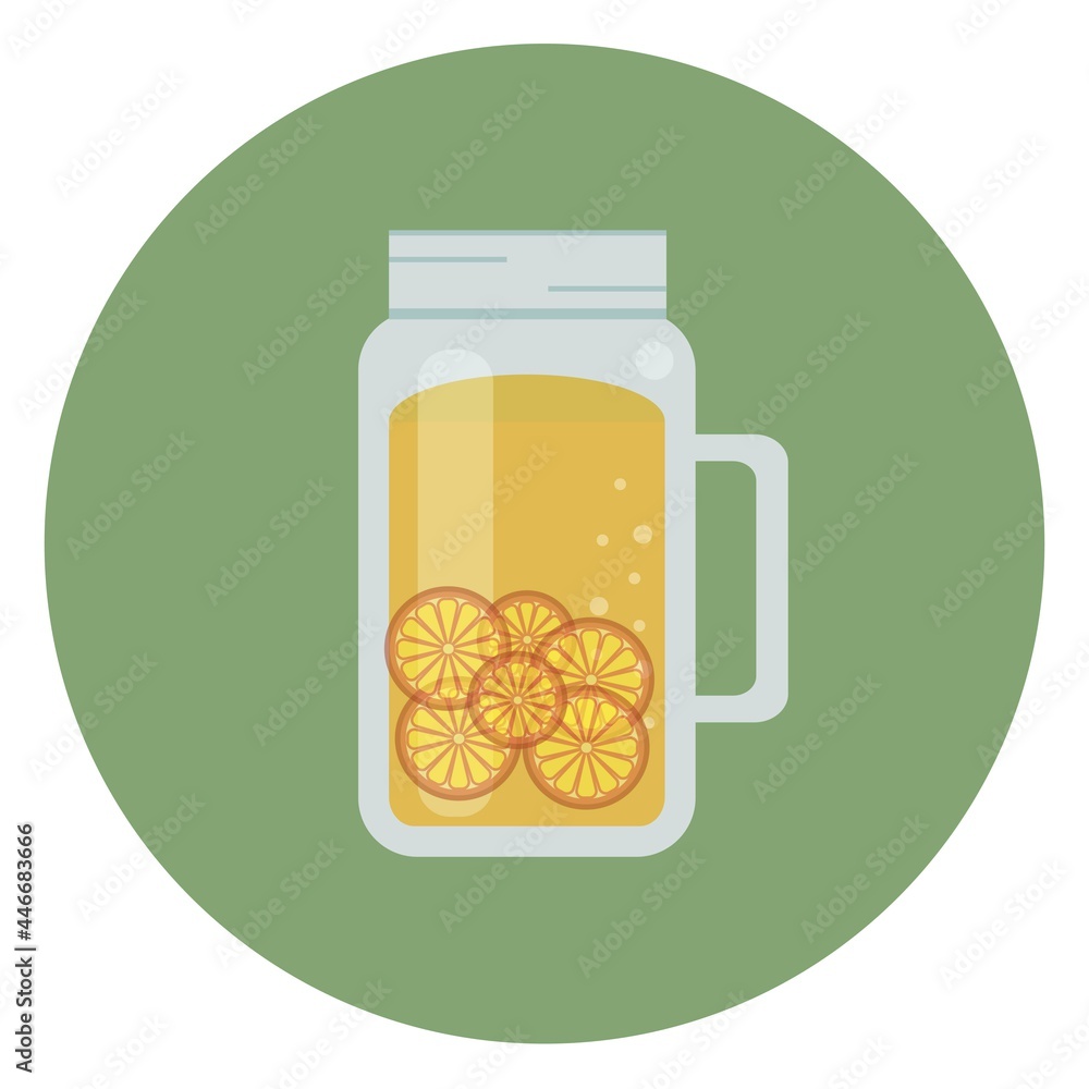 Glass battle with fresh natural orange juice,lemonade or smoothies. Flat vintage summer design illustration. Glass battle with fresh natural orange juice,lemonade or smoothies. Flat vintage summer design illustration.