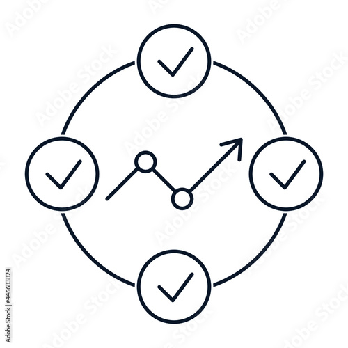 Diagram, consent sign. Financial analytics concept, monitoring. Vector icon isolated on white background. 