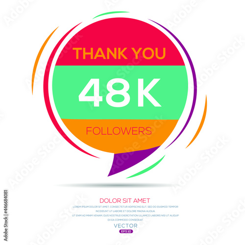 Creative Thank you (48k, 48000) followers celebration template design for social network and follower ,Vector illustration.