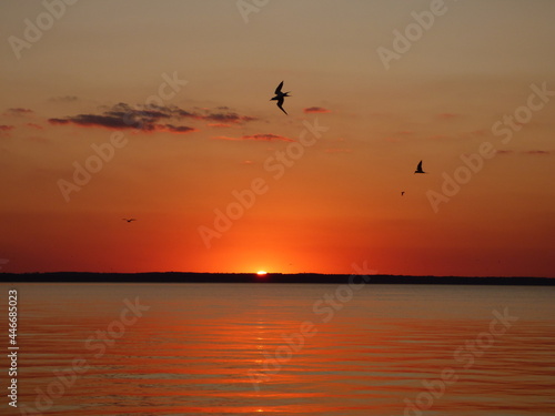 sunset over lake