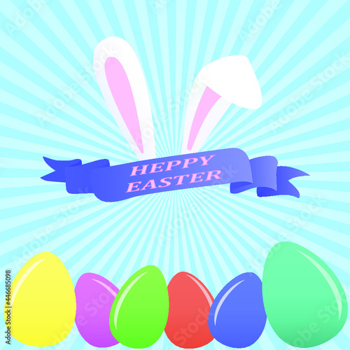 Easter poster and banner template with Easter eggs.Greetings and presents for Easter Day in flat lay styling.Promotion and shopping template for Easter