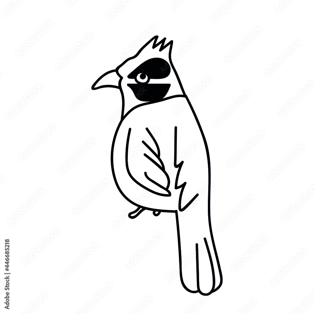 Obraz premium Single hand drawn bird. Doodle vector illustration. Isolated on a white background.