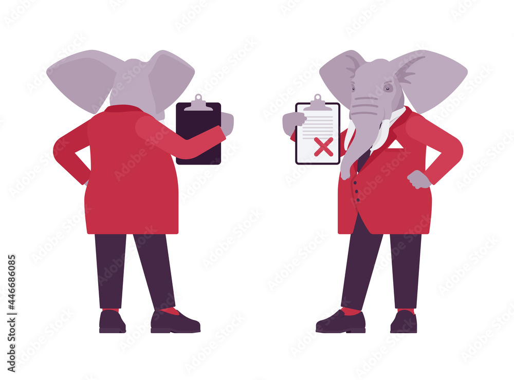 Elephant man, elegant mister, animal head stylish human clipboard