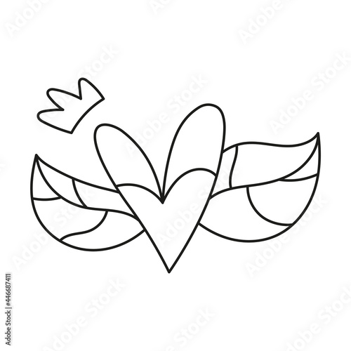 Isolated outline sketch of a heart shape Vector