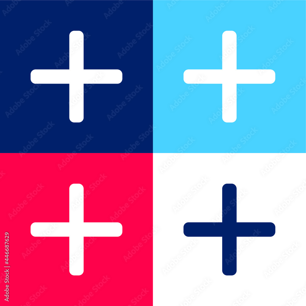 Fototapeta premium Add blue and red four color minimal icon set