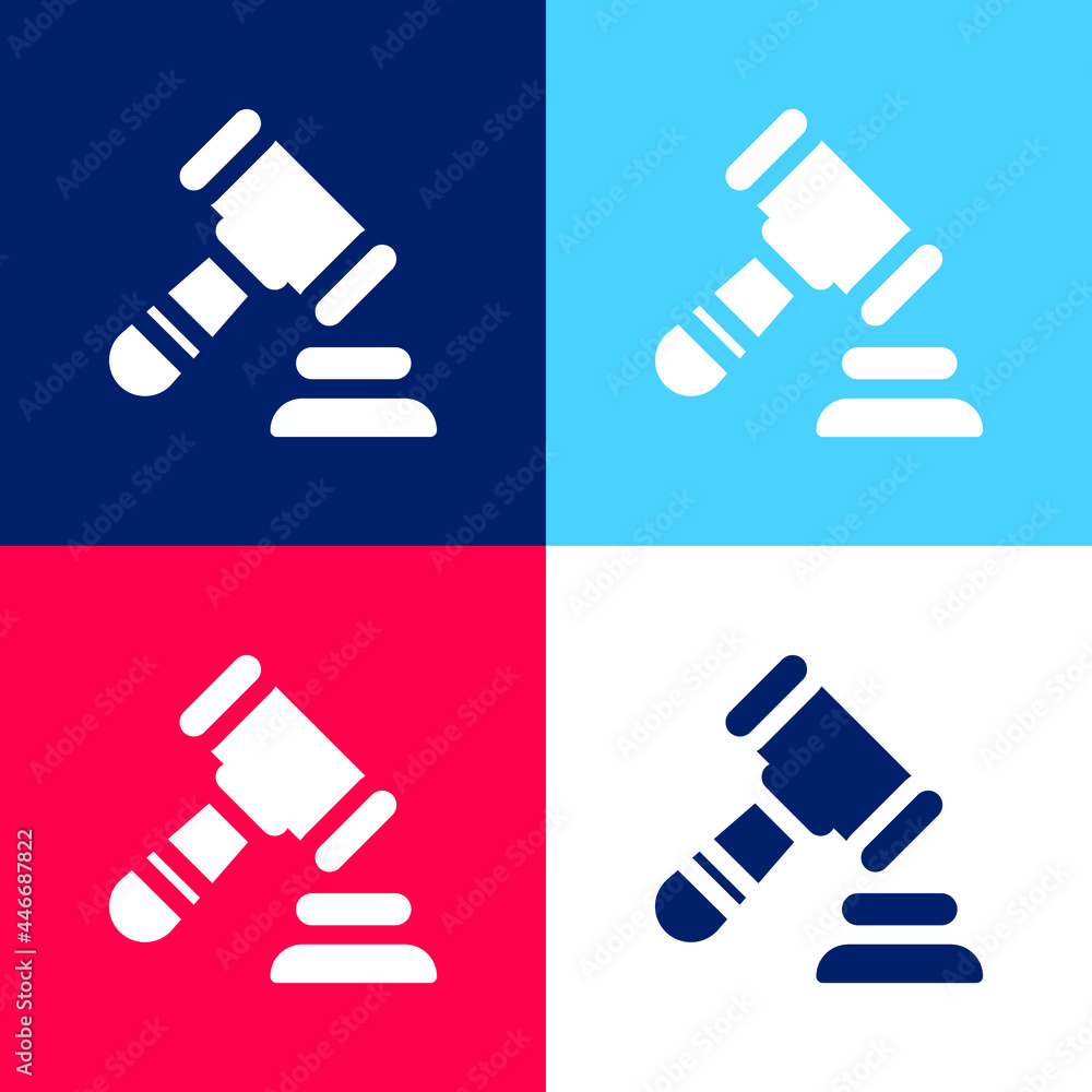 Auction blue and red four color minimal icon set