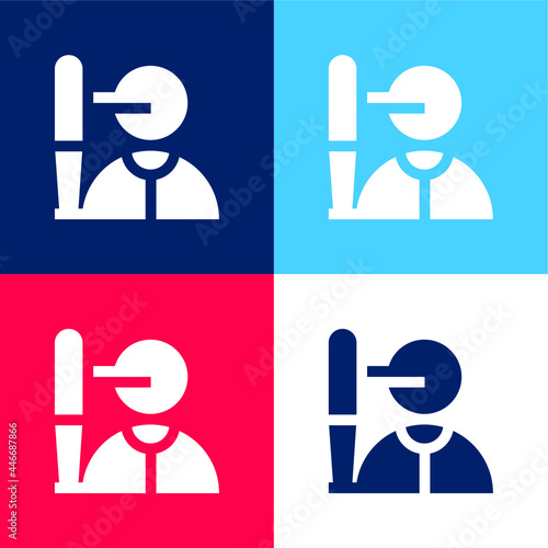 Batter blue and red four color minimal icon set