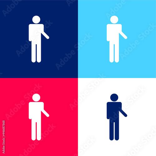 Basic Silhouette blue and red four color minimal icon set