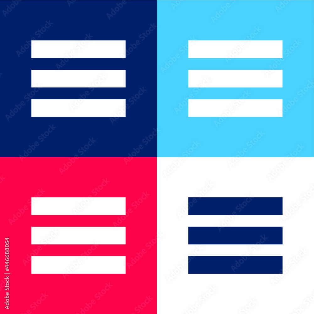 Bar Menu blue and red four color minimal icon set Bar Menu blue and red four color minimal icon set