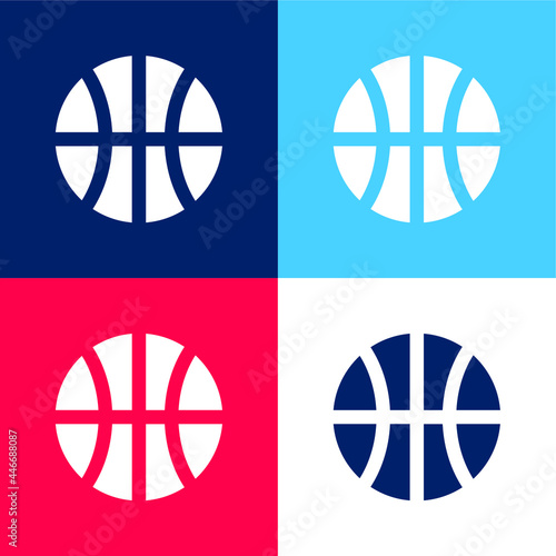 Baseball Ball blue and red four color minimal icon set