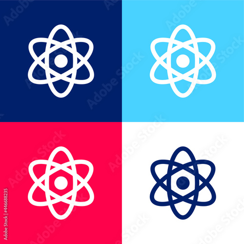 Atom blue and red four color minimal icon set