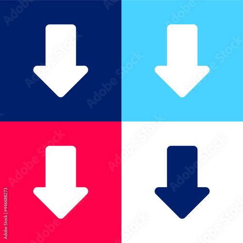 Arrow Pointing To Down blue and red four color minimal icon set
