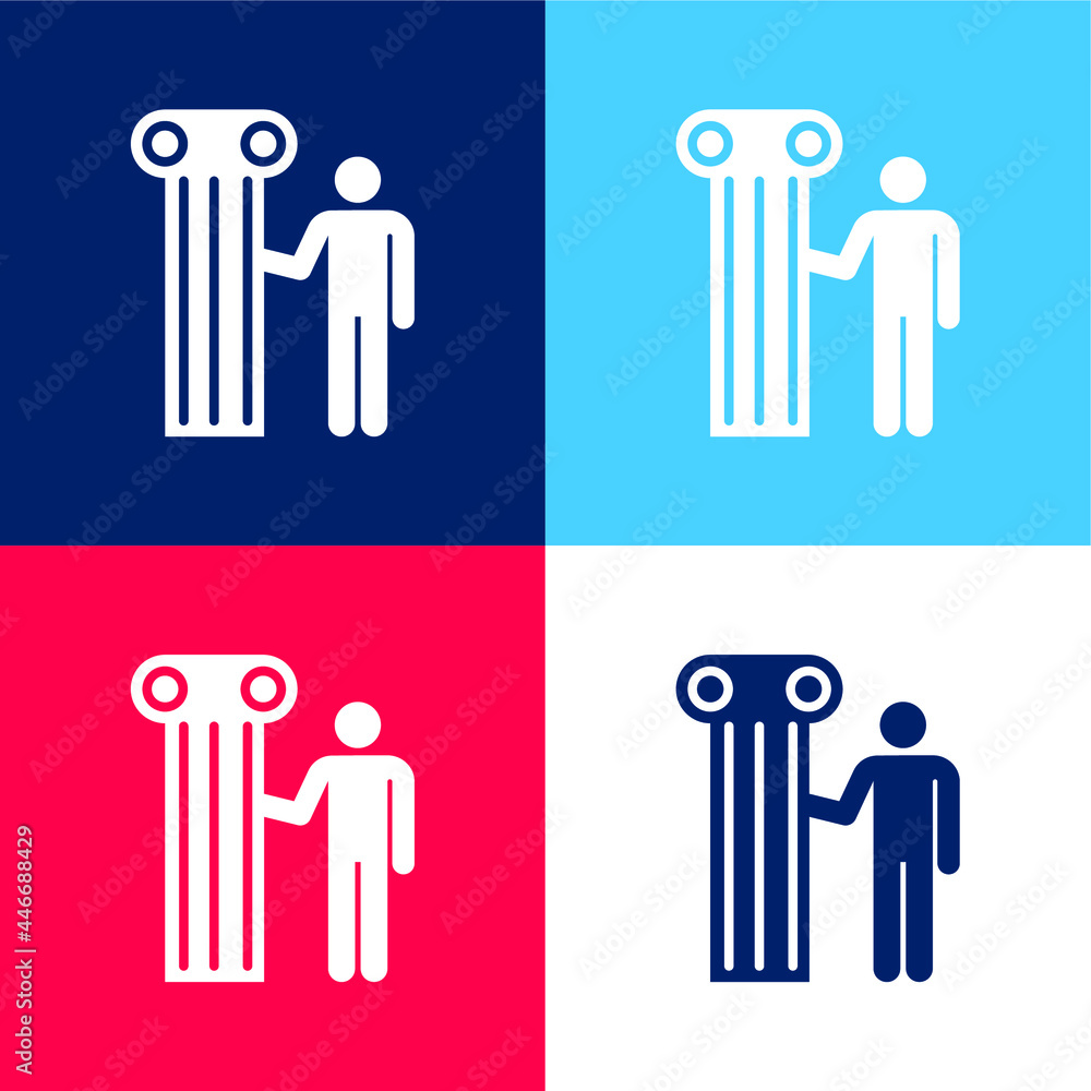 Architect blue and red four color minimal icon set Architect blue and red four color minimal icon set