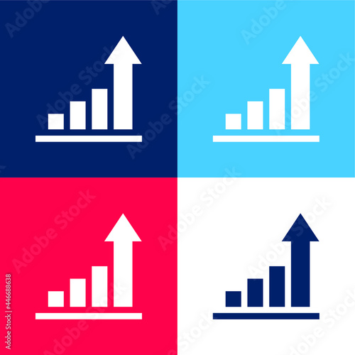 Analytics blue and red four color minimal icon set
