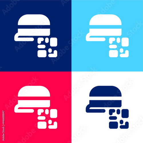 Barcode blue and red four color minimal icon set